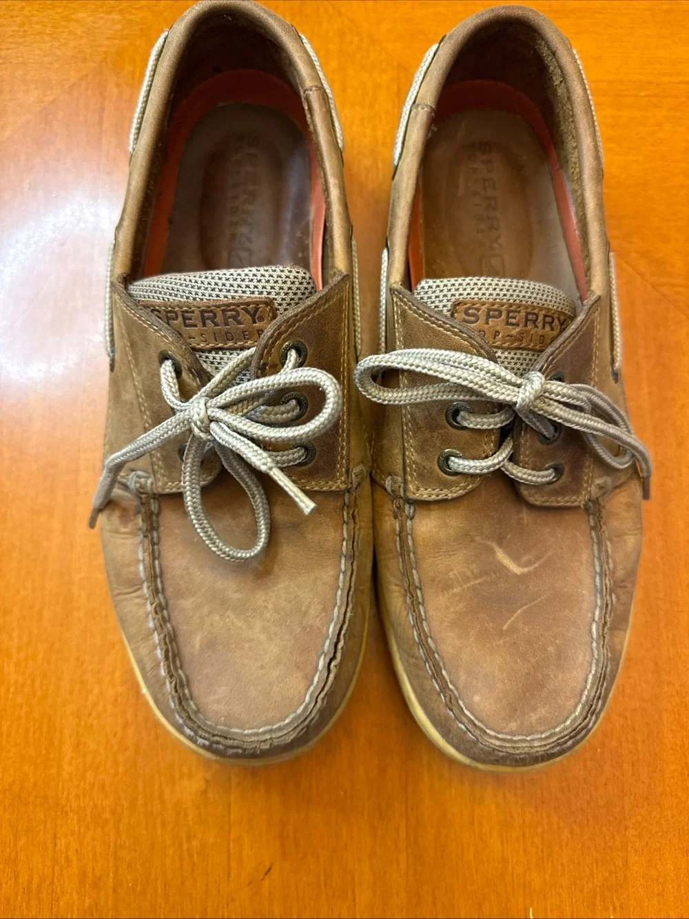 Sperry Men’s Brown Leather 2-Eye Boat Shoes Size 9.5 Wide